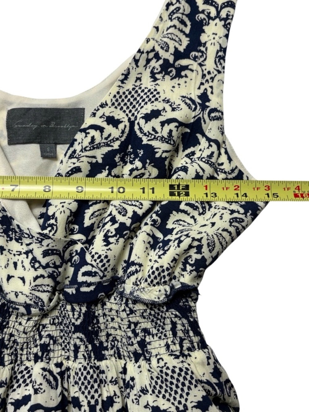 Anthropologie Sunday in Brooklyn Blue & Cream Lace Boho Maxi Dress • Small - Picture 6 of 10
